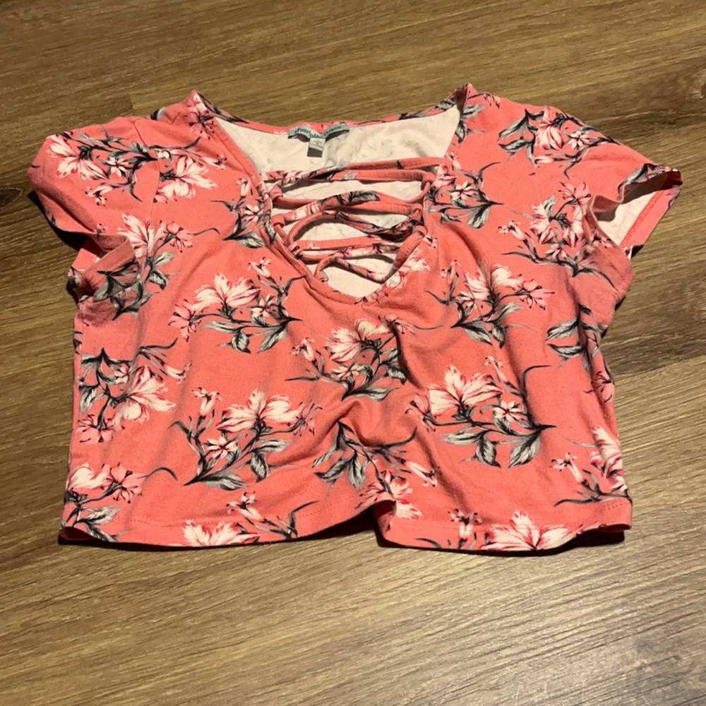 Charlotte Russe Pink Floral Crop Top